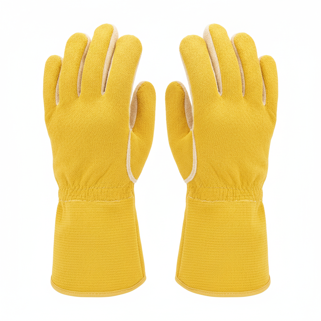 Guante de aramida (Kevlar) con felpa resistente a 500 °C de calor por contacto (EN 407)